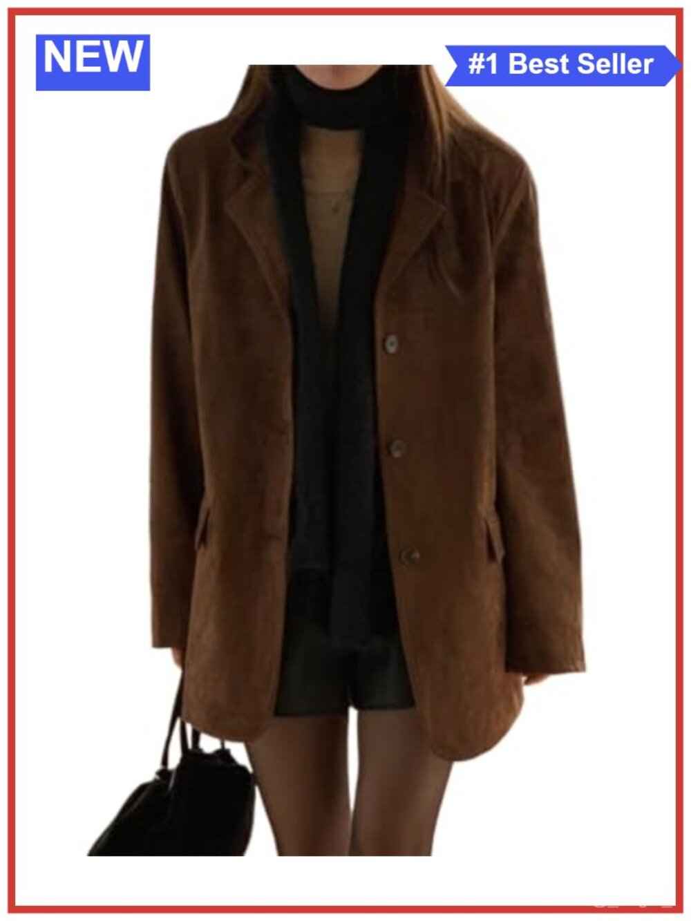 Faux Suede Jacket Women Oversized Button Down Collared Fall Winter Outerwear
